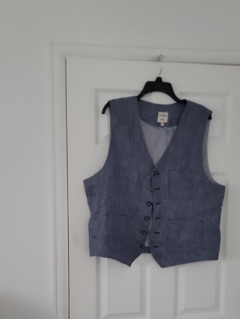 Murano Men's Blue Linen Blend Vest